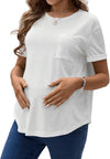 Women'S Maternity Short Sleeve Pocket Front T-Shirts Loose Summer Tee Tops Pregnancy Tees