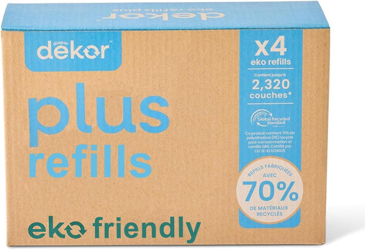 Diaper  plus Diaper Pail Refills | 4 Count Unscented | Exclusive End-Of-Liner Marking | Thick, Quick & Easy to Replace | Most Economical Refill System | for Original and Eko Style Pails