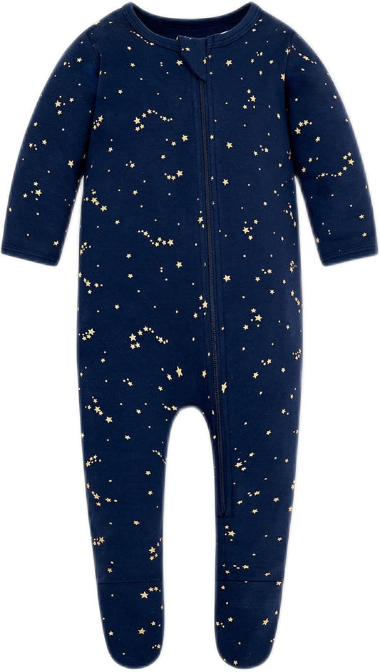Organic Cotton Baby Boy Girl Zip Front Sleep 'N Play, Footed Sleeper, Long Sleeve