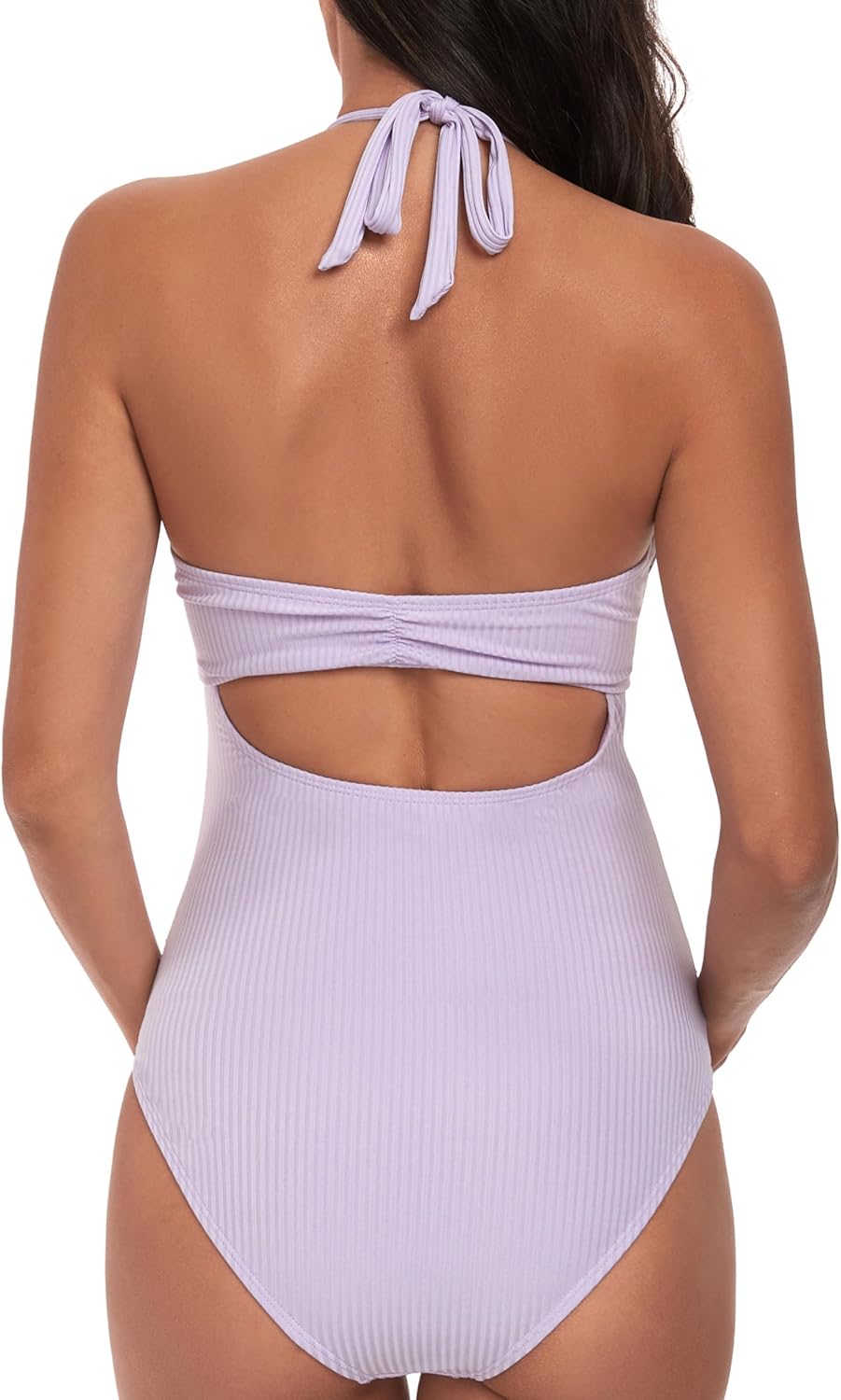 Maternity Ruffle Ribbed Cutout One Piece Swimwear Square Ring Linked Pregnancy Bathing Suit