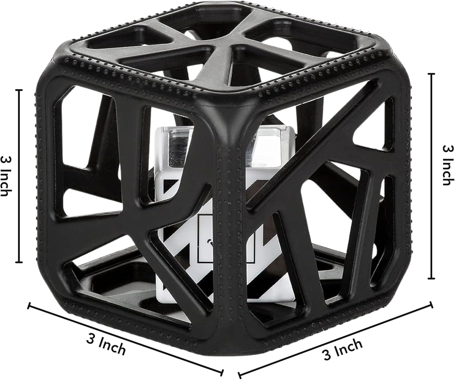 Chew Cube Baby Teething Toy and Rattle, Newborn Teether for Sensory Development, Bpa-Free Silicone, Easy-Grip, Soothes Aching Gums - Black