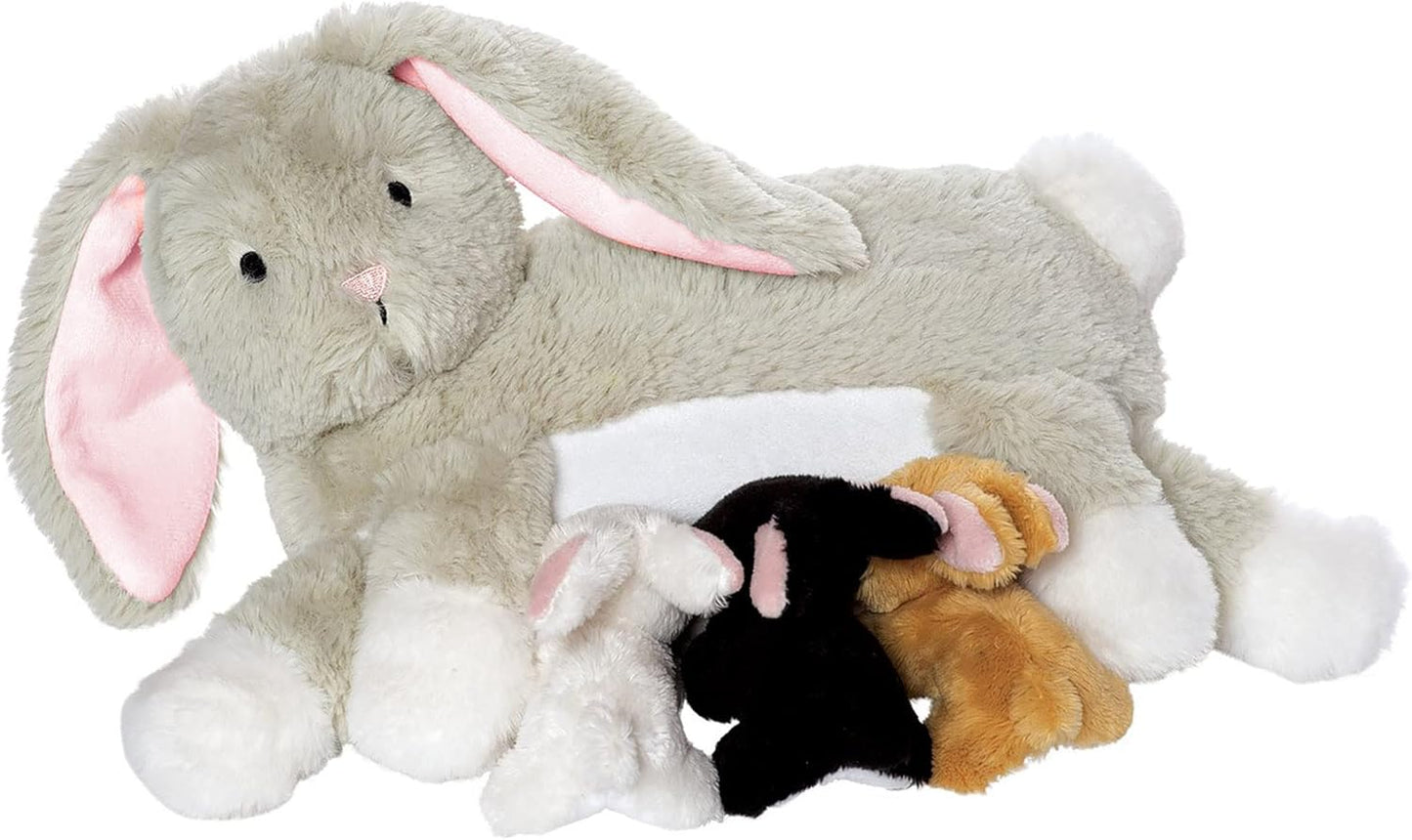 Nursing Nola Nurturing Rabbit Stuffed Animal with Plush Baby Bunnies