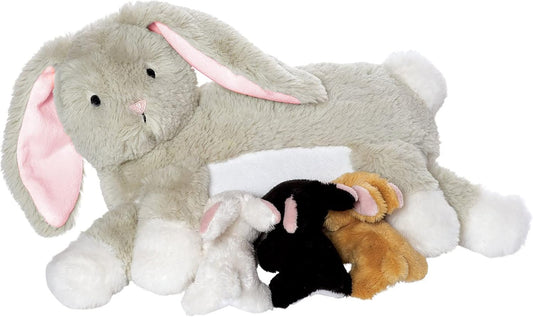 Nursing Nola Nurturing Rabbit Stuffed Animal with Plush Baby Bunnies