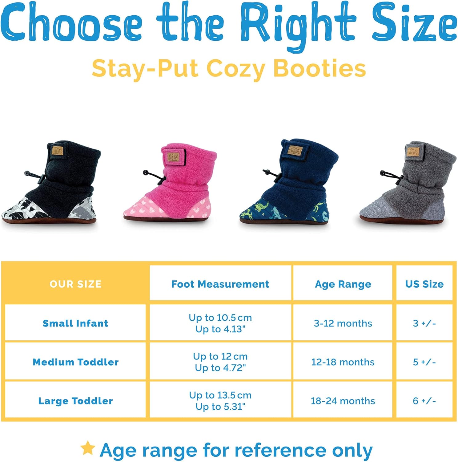 Fleece Stay-Put Cozy Booties, Non-Slip Boots for Babies and Toddlers