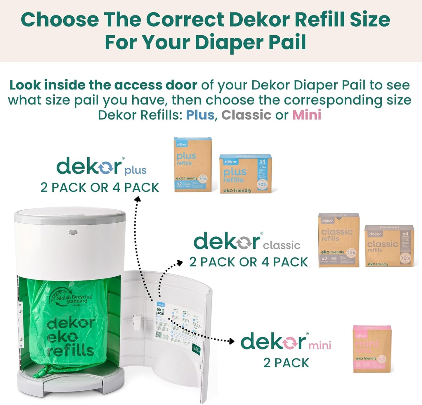 Diaper  plus Diaper Pail Refills | 4 Count Unscented | Exclusive End-Of-Liner Marking | Thick, Quick & Easy to Replace | Most Economical Refill System | for Original and Eko Style Pails