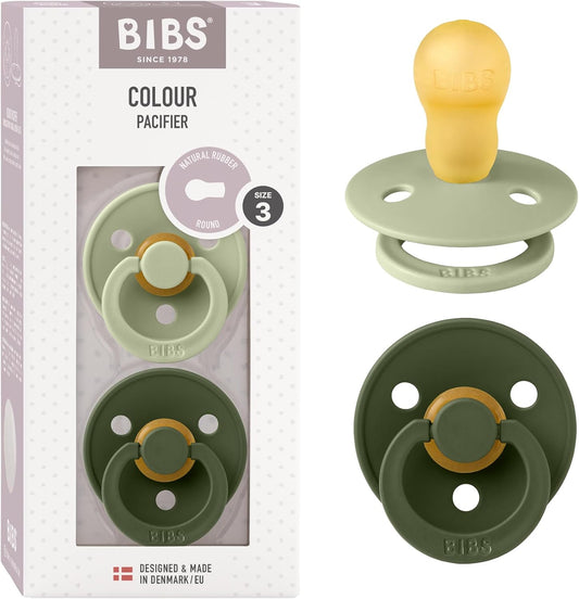 Pacifiers | Natural Rubber Baby Pacifier | Set of 2 Bpa-Free Soothers | Made in Denmark | Sage/Hunter Green | Size 18-36 Months