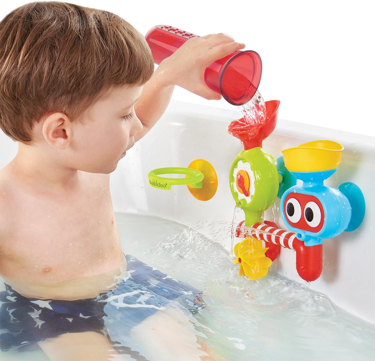 Baby Bath Toy - Spin 'N' Sprinkle Water Lab - Spinning Gear and Googly Eyes for Toddler or Baby Bath Time Sensory Development - Attaches to Any Size Tub Wall (1-3 Years)