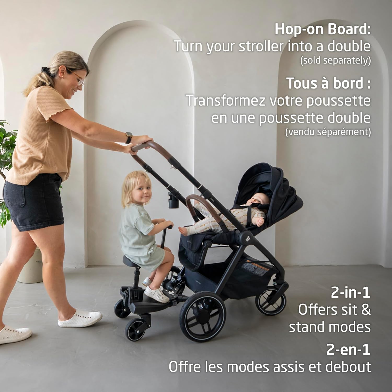 Oxford Stroller, 4 Modes of Use, Spacious Seat, Compact Fold, All Wheel Suspension, Use with Mico Infant Car Seat to Make a Travel System (Sold Separately), Essential Black
