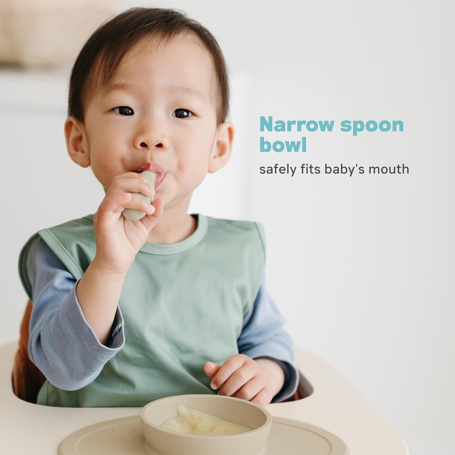Tiny Spoon (2 Pack in Blue) - 100% Silicone Spoons for Baby Led Weaning + Purees - Designed by a Pediatric Feeding Specialist - 4 Months+