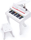 Deluxe White Grand Piano | Thirty Key Piano Toy with Stool, Electronic Keyboard Musical Toy Set for Kids 3 Years+