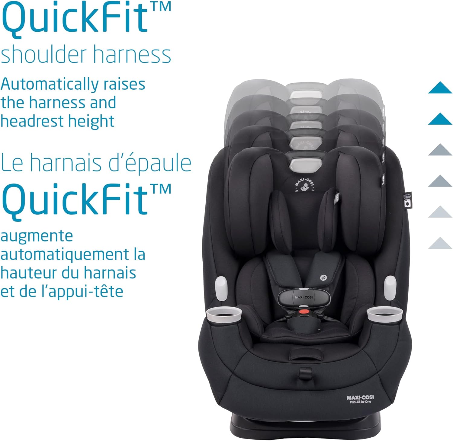 Pria All-In-One Car Seat, 3In1, Convertible from Infant to Toddler, Rear and Forward Facing, Booster Mode, Washable Seat Cover, Authentic Black