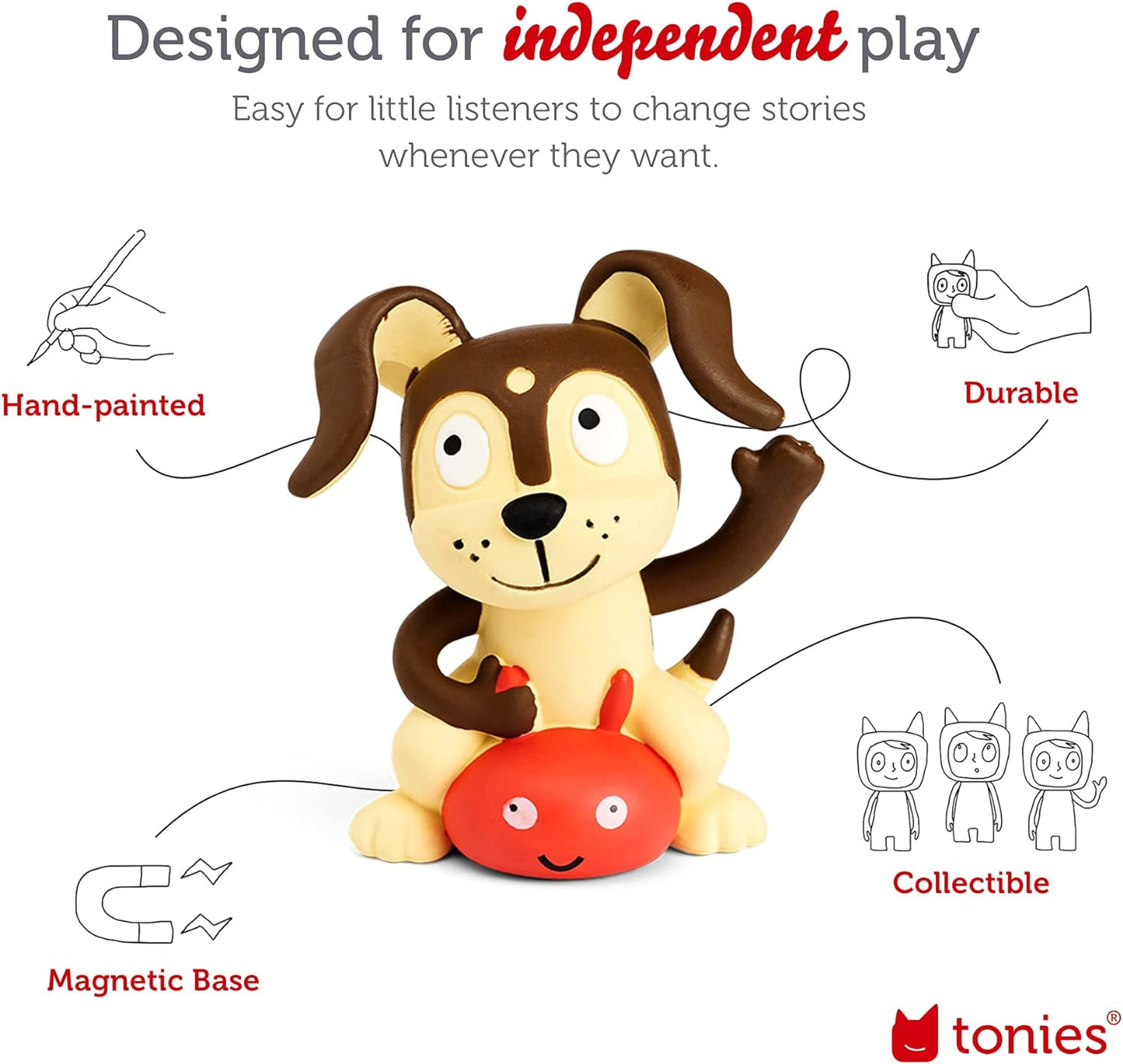 Toniebox Audio Player Starter Set with Bilingual Playtime Puppy - Listen, Learn, and Play with One Huggable Little Box - Red [English/French]