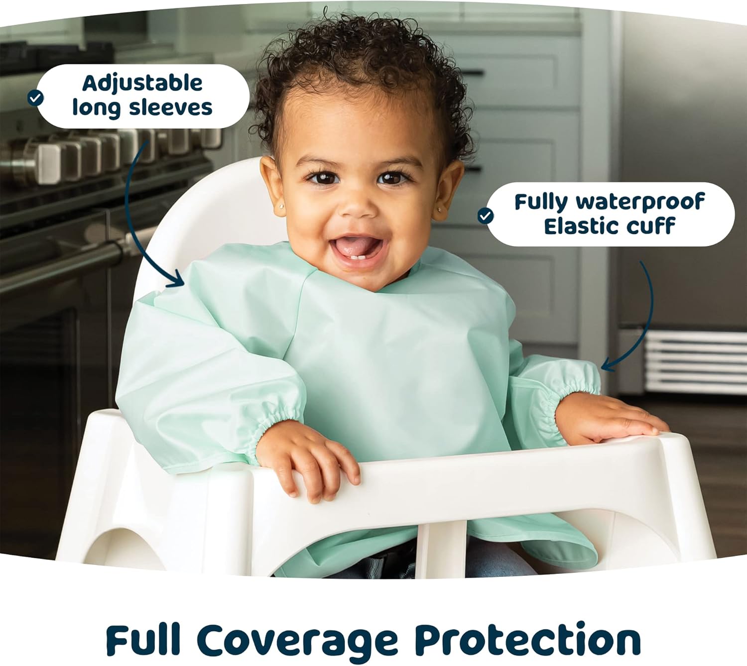 Mess Proof Baby Bib, 2 Pack Long Sleeve Bib Outfit, Waterproof Bibs for Toddlers, Machine Washable, Tug Proof