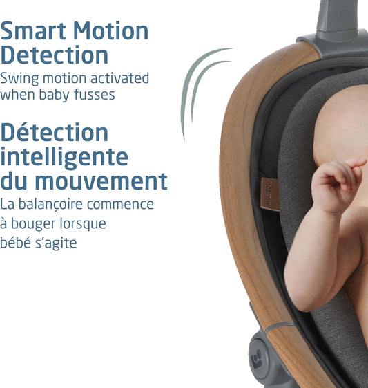 Cassia Baby Swing, Infant Swing, Automatic Motion Sensor, Music, Toys, Recline, Portable, 360 Degree Rotation, Lightweight & Foldable, Classic Graphite