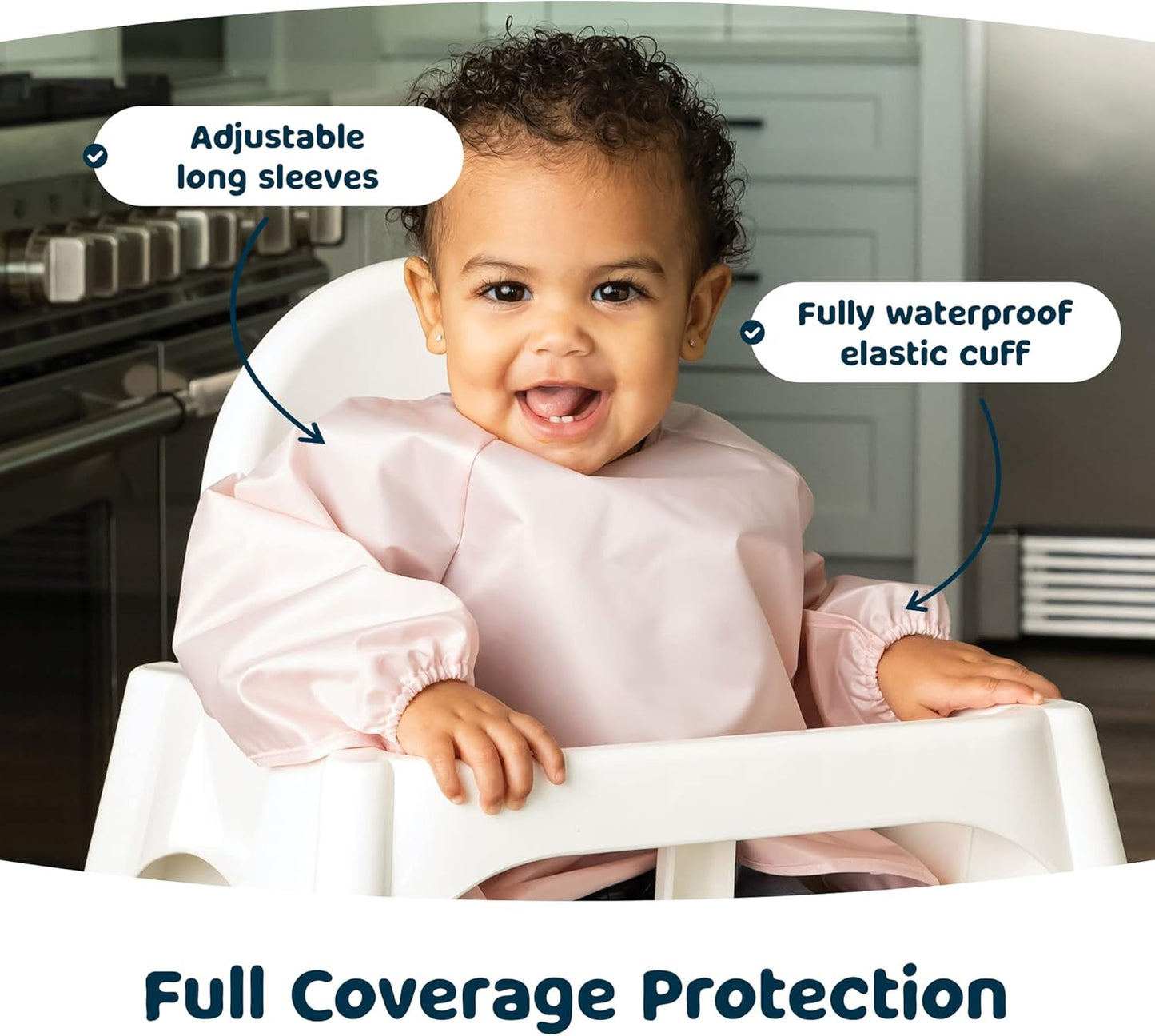 Mess Proof Baby Bib, 2 Pack Long Sleeve Bib Outfit, Waterproof Bibs for Toddlers, Machine Washable, Tug Proof