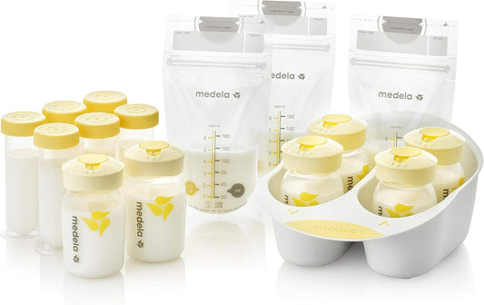 Breast Milk Storage Solution Set, Breastfeeding Supplies & Containers, Breastmilk Organizer, Made without BPA, Clear, 45 Piece Set