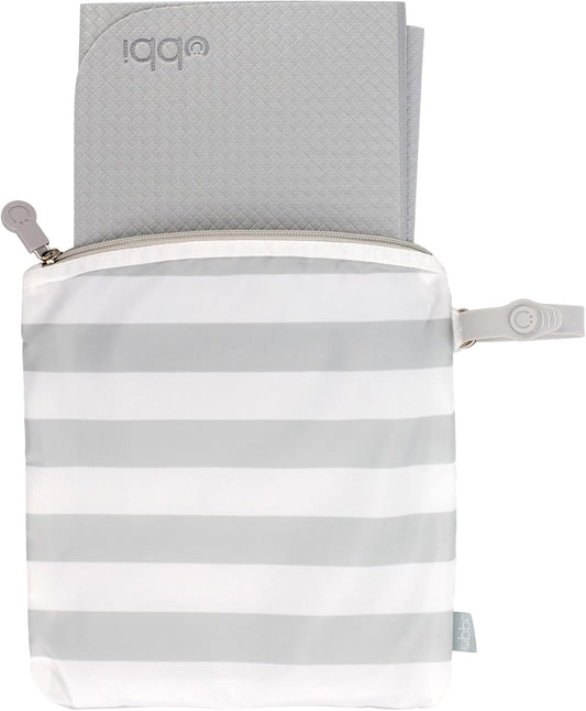 Portable Changing Mat with Gray and White Storage Bag, Gray