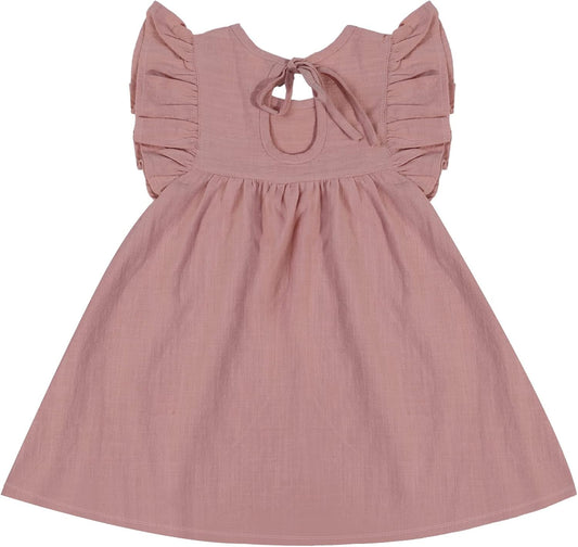 Toddler Baby Girls Dresses Cotton Linen Dress Princess Ruffle Sleeveless Sundress Casual Vacation Dress