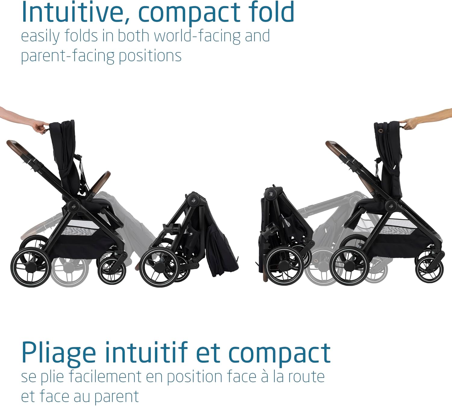Oxford Stroller, 4 Modes of Use, Spacious Seat, Compact Fold, All Wheel Suspension, Use with Mico Infant Car Seat to Make a Travel System (Sold Separately), Essential Black