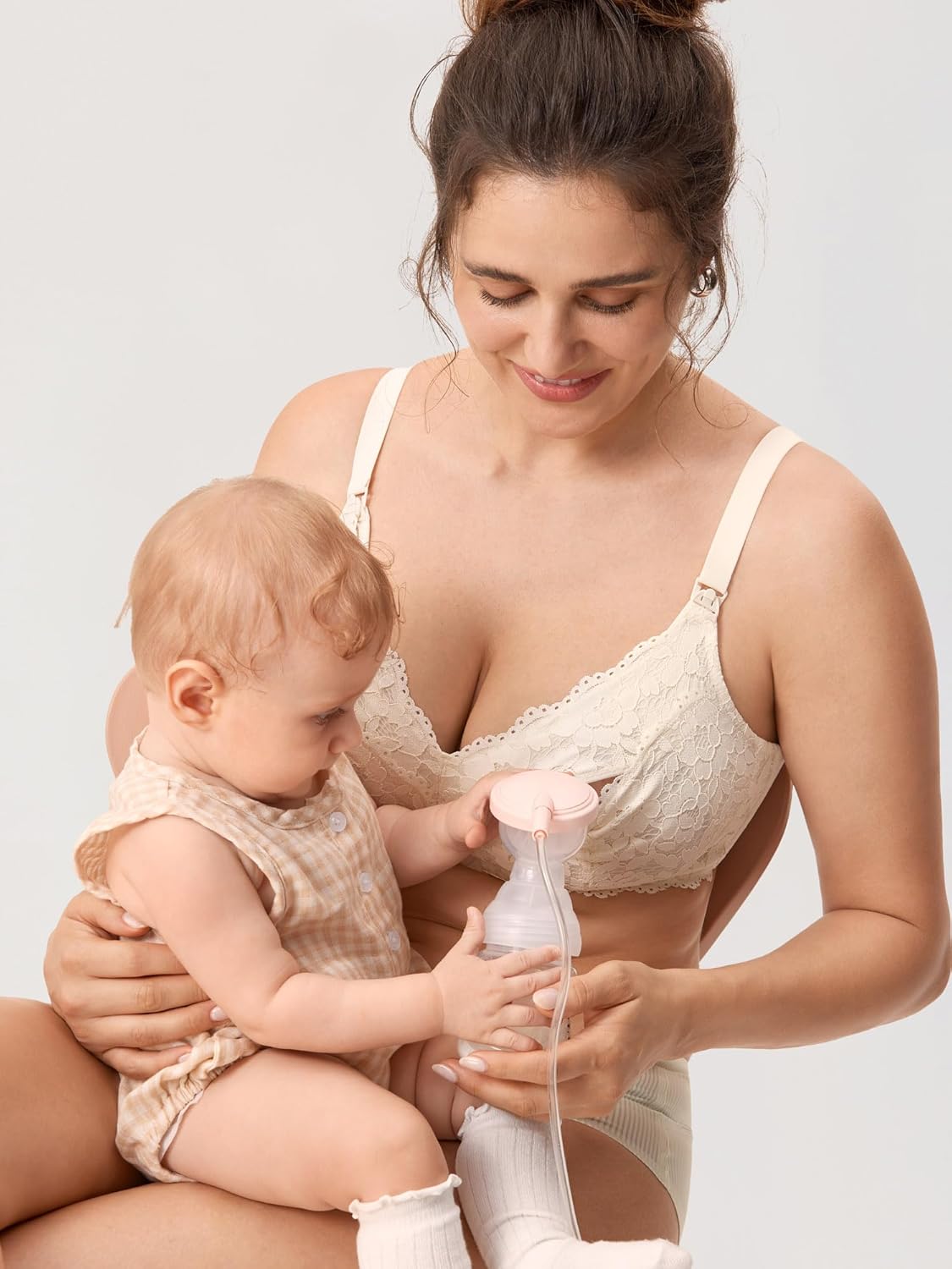 Women'S Pumping Bra Hands Free Lace Nursing Bras Cute Support Maternity Breastfeeding Breast Pump Bra