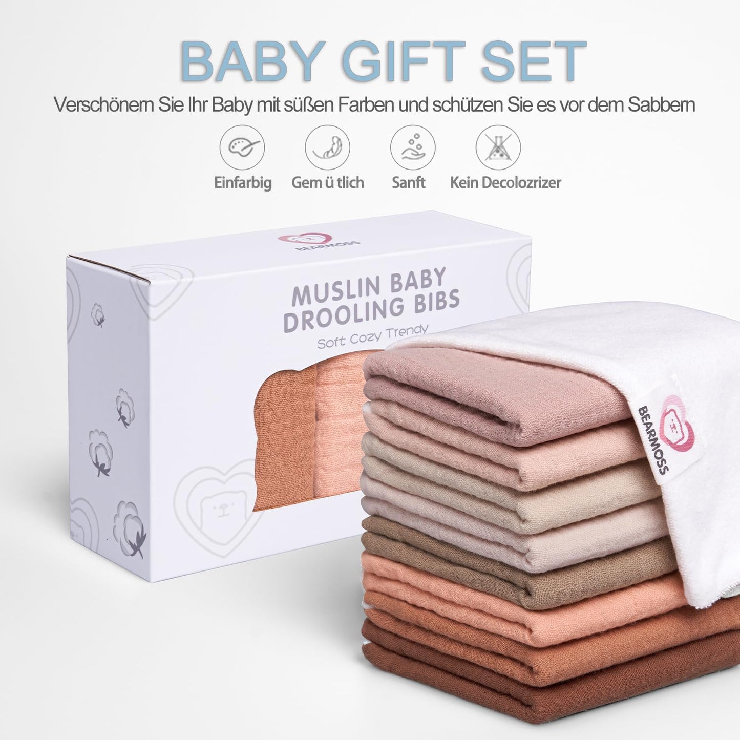 Muslin Baby Bibs 100% Cotton Baby Bandana Drool Bibs for Unisex Baby Girls Boys Toddlers Drooling and Teething