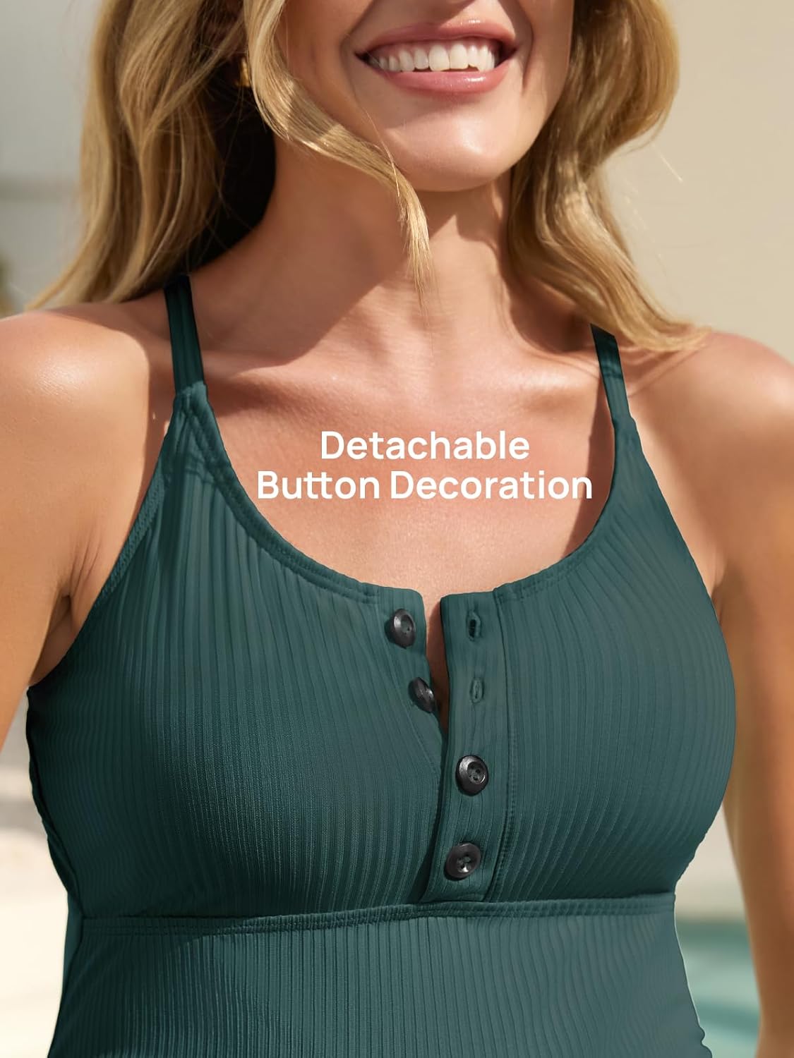 Maternity Swimsuit One Piece Bathing Suit Button Neck Cross Back