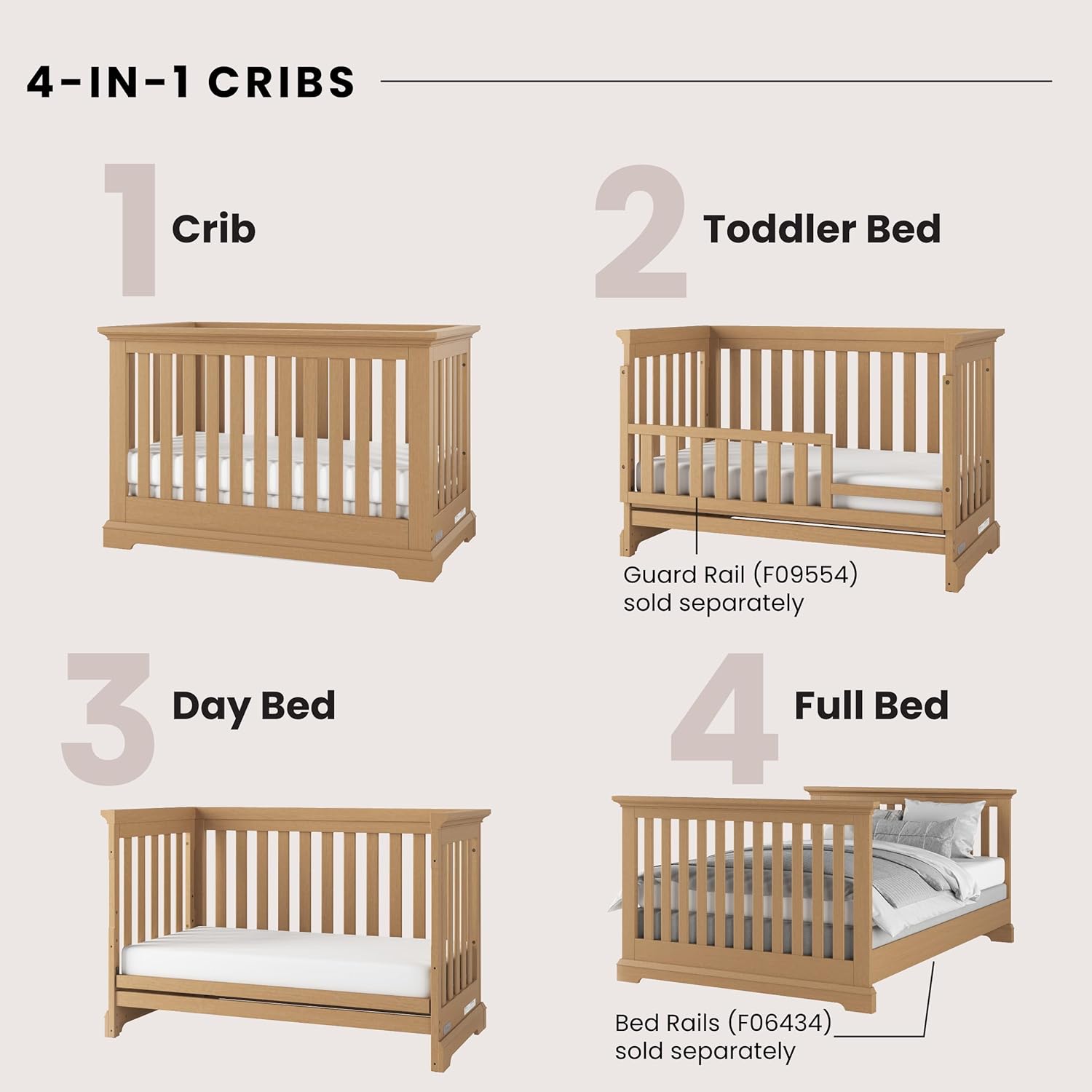 Jordyn Euro 4-In-1 Crib (Biscotti)