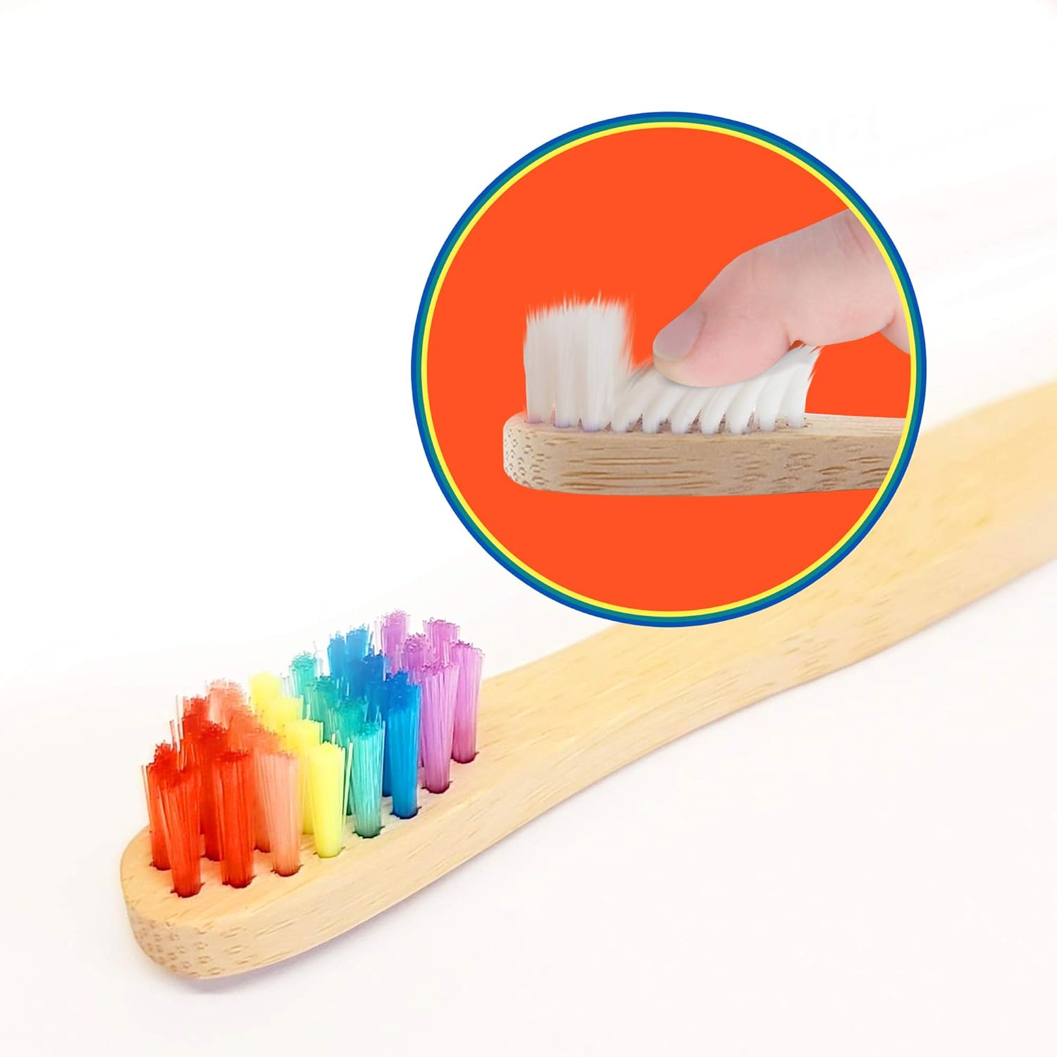 – Rainbow Bamboo Toothbrush for Kids, Pack of 4 Children’S Bamboo Toothbrushes with Soft Wave Bristles