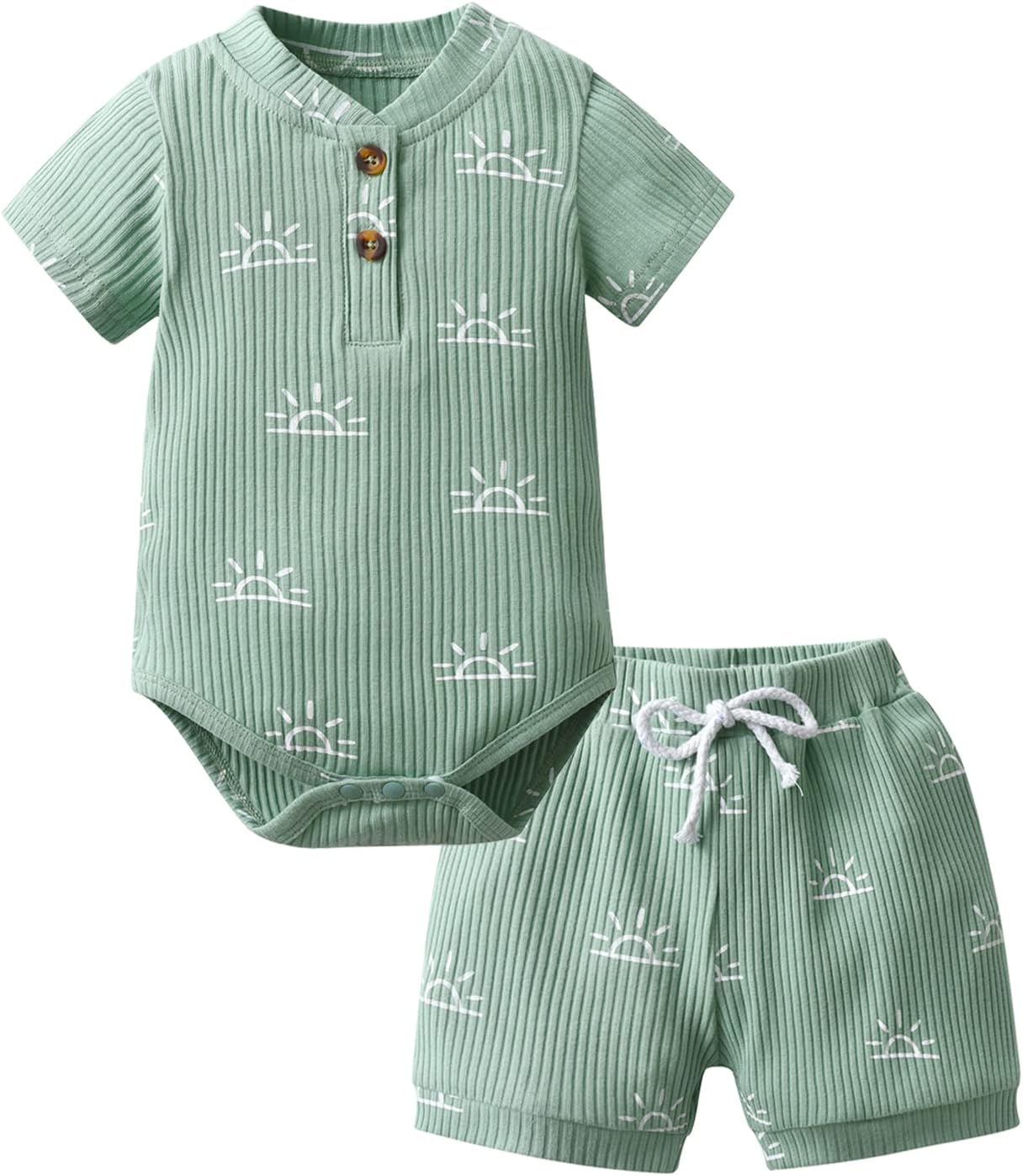 Newborn Baby Boy Clothes Baby Boys Outfits Clothing Sun Print Shorts 2Pcs Summer Clothes Sets