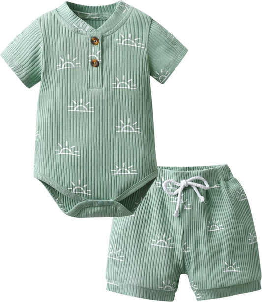 Newborn Baby Boy Clothes Baby Boys Outfits Clothing Sun Print Shorts 2Pcs Summer Clothes Sets