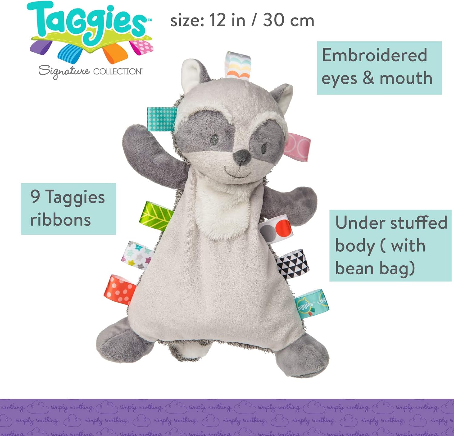 Taggies Soft Toy, Harley Raccoon Lovey