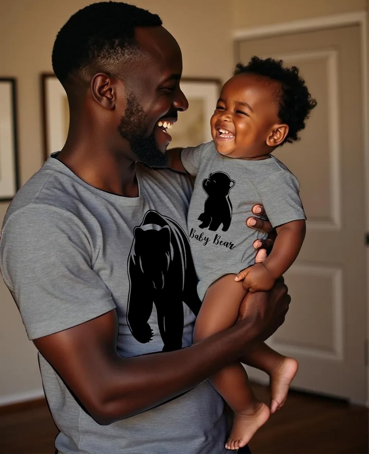 Papa & Baby Bear Dad and Son Daughter Matching Shirts Fathers Day New Dads Gift Father and Infant Shirt Set Dad Gray Large/Baby Gray 6M (3-6M)