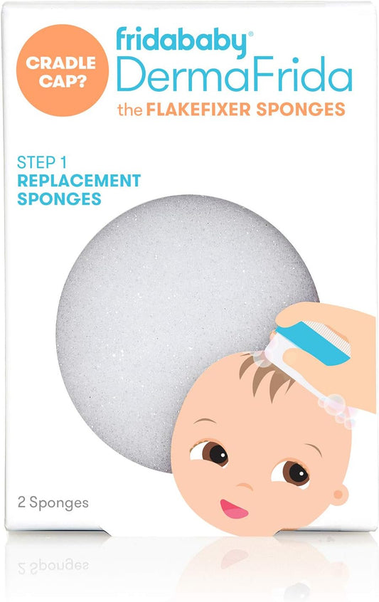 Fridababy Replacement Sponges for the 3-Step Cradle Cap System by Dermafrida the Flakefixer 2 Pack of Soft Sponges Work with the Flakefixer System(Sold Separately)