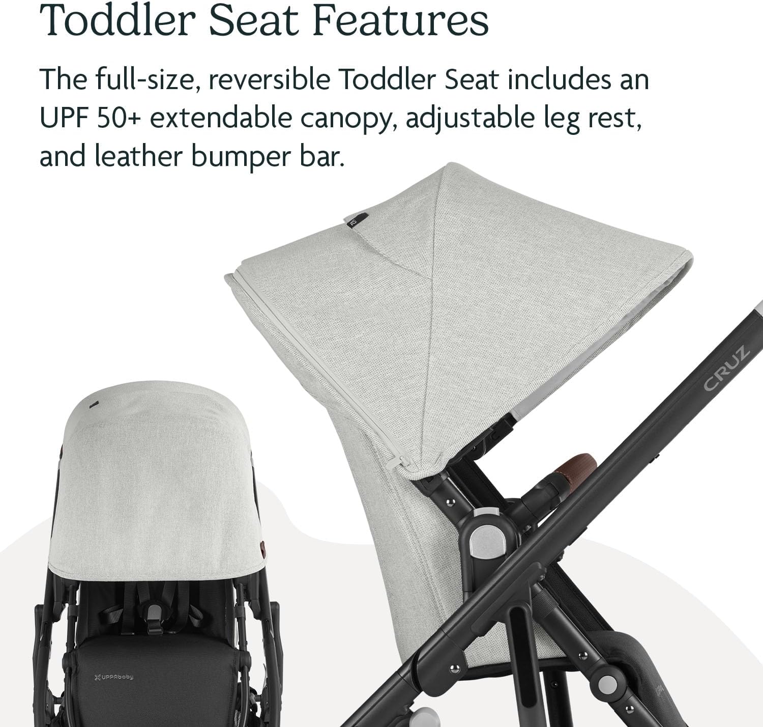 CRUZ V2 Stroller - ANTHONY (White and Grey Chenille with Carbon Chassis)