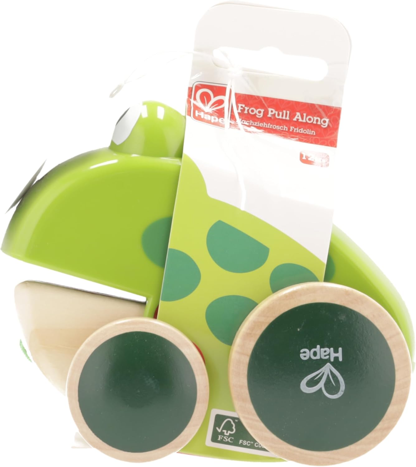 Frog Pull-Along | Wooden Frog Fly Eating Pull Toddler Toy, Bright Colors