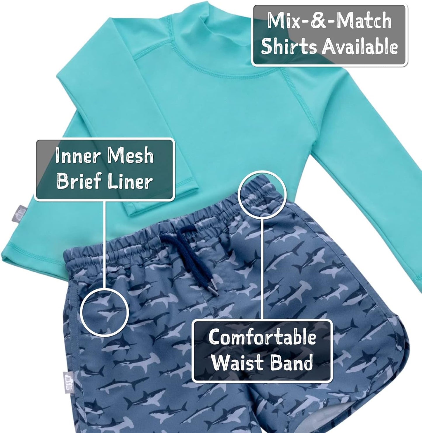 UV Swim Shorts and Long Sleeve UV Shirt for Toddlers