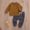 Infant Kids Baby Boys 2Pcs Set Clothes Long Sleeve Hoodie Tops Pocket Pants Solid Spring Autumn Outfits