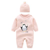 Autumn Newborn Girl Boy Knitted Jumpsuits Outfits Baby Rompers Caps Clothes Sets Winter Long Sleeve Toddler Infant Overalls 2Pcs