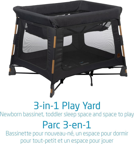 Swift Playard, Playpen with 3-In-1 (Newborn Bassinet, Toddler, Play), Portable, Ultra Comfort, 1 Step Fold, Travel Bag Included, Classic Graphite