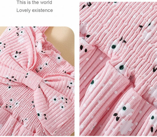 Baby Girls Bodysuit Newborn Summer Print 𝗛a𝐥𝐭er Romper Floral Jumpsuit Toddler Rib Leisure Beach Clothes