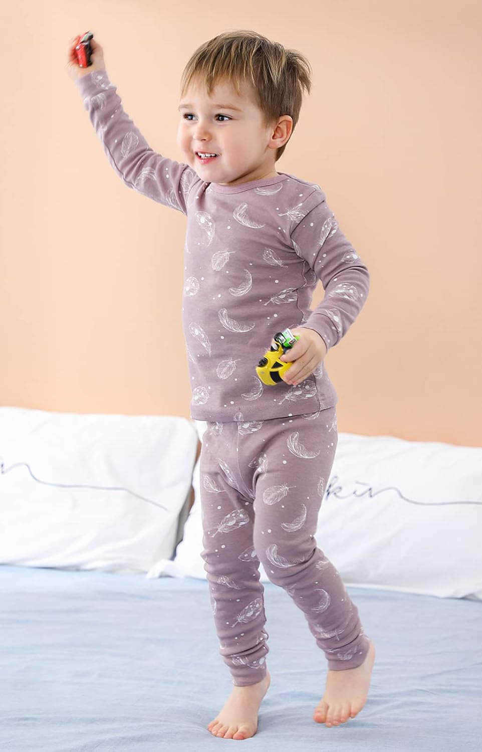 100% Organic Cotton Baby Long Sleeve Pajama Sets,Toddler Boy Girl 2-Piece Sleepwear
