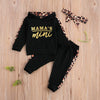 Infant Baby Girl Long-Sleeved Trousers Suit Letter Hooded T-Shirt Leopard Stitching Long Pants Headband 3Pcs Clothes Spring Fall