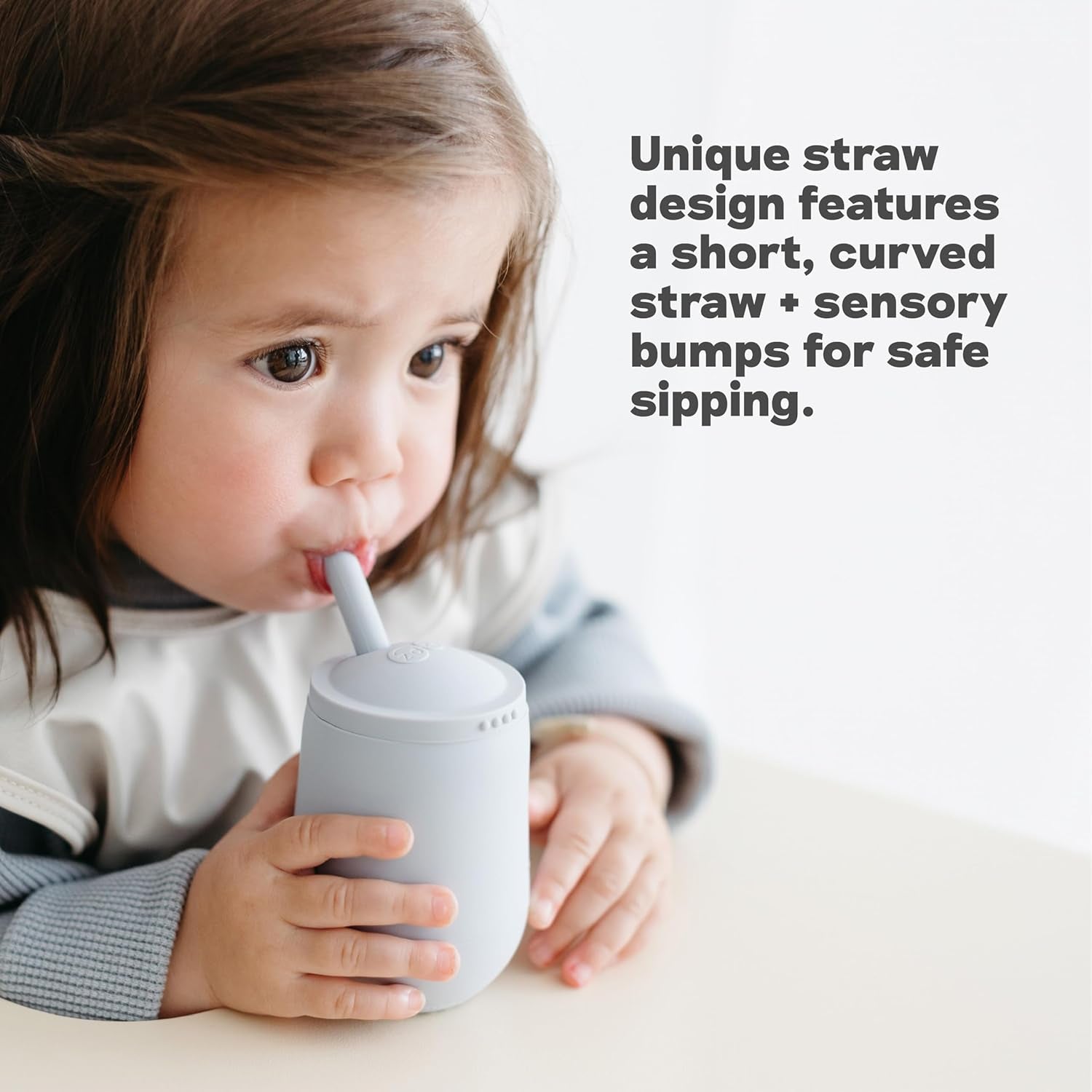 Mini Cup + Straw Training System (Sage) - 100% Silicone Training Cup for Infants + Toddlers - Designed by a Pediatric Feeding Specialist - 12 Months+