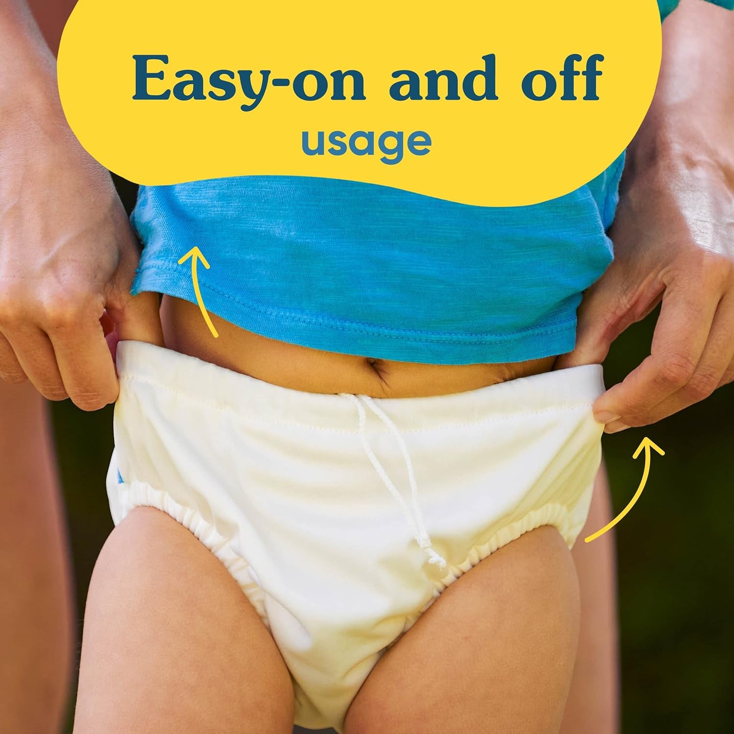 Reusable Swim Diaper, Washable, Adjustable Drawstring for Baby Girls Boys, Soft and Snug Waterproof Fit to Prevent Leaks - White, Size M (16-28 Lbs.)