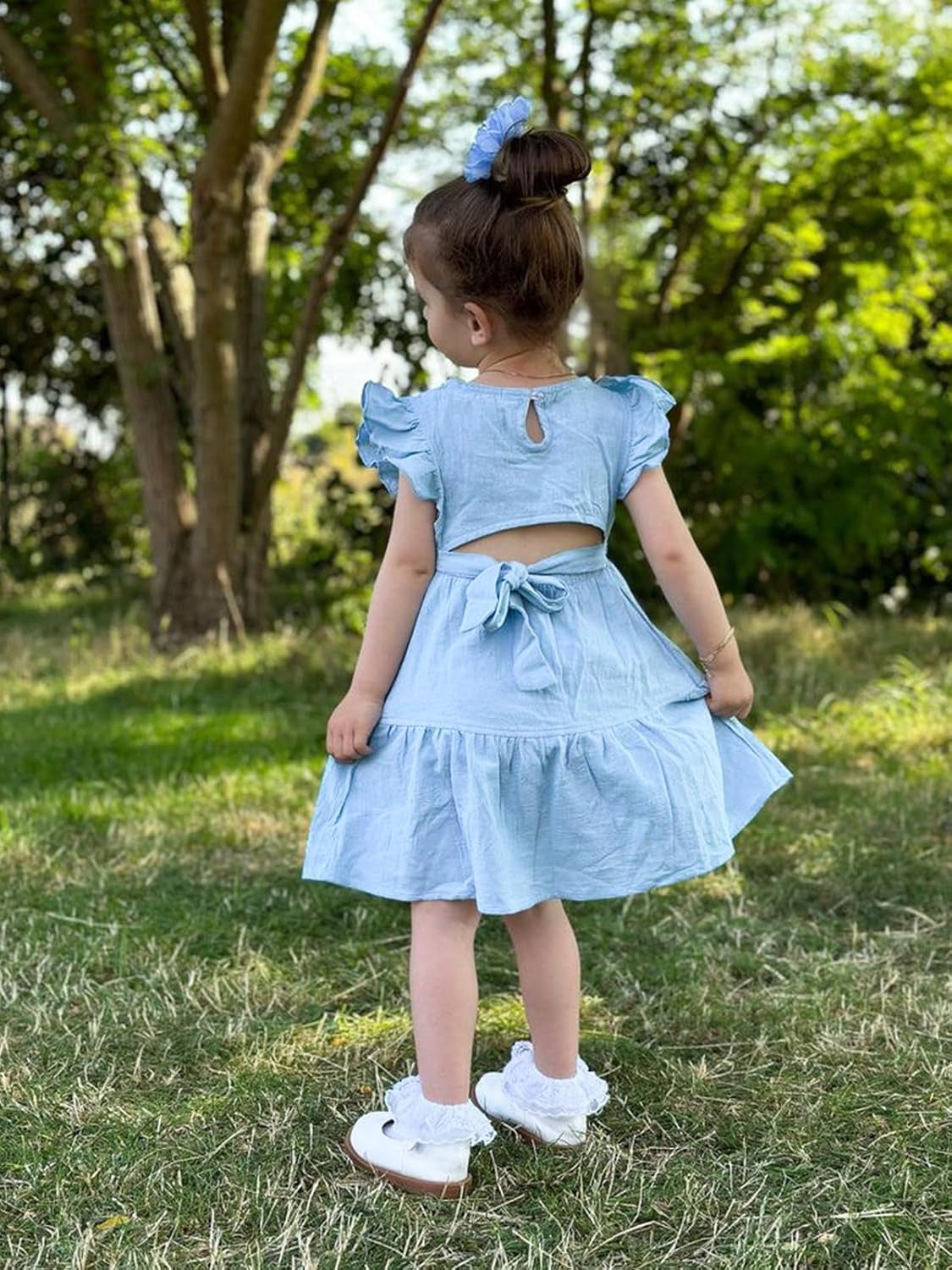 Toddler Girl Dress Ruffle Sleeveless Summer Cotton Dress Baby Girl Casual Party Dresses Kids Backless A-Line Sundress