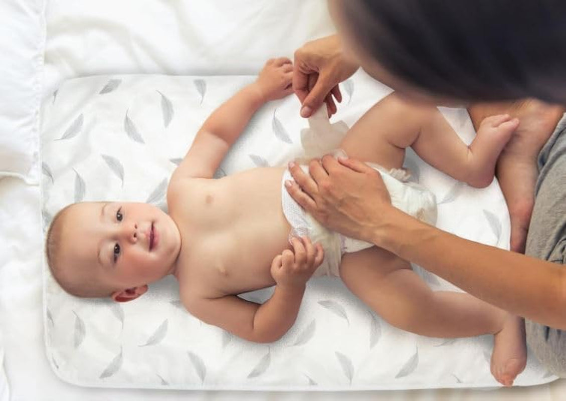 Deluxe Waterproof Changing Pad Liners - 20 X 30 Inches Baby Changing Table Liners - Baby Changing Pads - Diaper Changing Flat Liner Pad Waterproof Portable - Grey Feathers