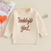 Children Baby Girls Knitted Sweater Autum Winter Casual Kid Clothes Cute Letter Floral Warm Long Sleeve Pullover Infant Knitwear