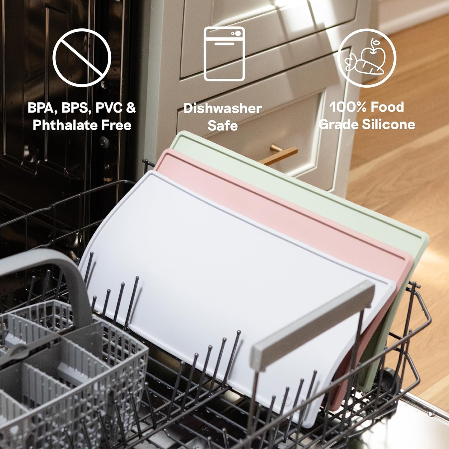 Tiny Placemat - Non-Slip, 100% Silicone Placemat That Fits on Most Highchair - Rolls-Up - Dishwasher Safe - 4 Months+ (Pewter)