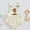 Infant Baby Girl Boy Birthday Overalls Romper Number and Letter Print Summer Adorable Elastic Band Jumpsuits 6-18M