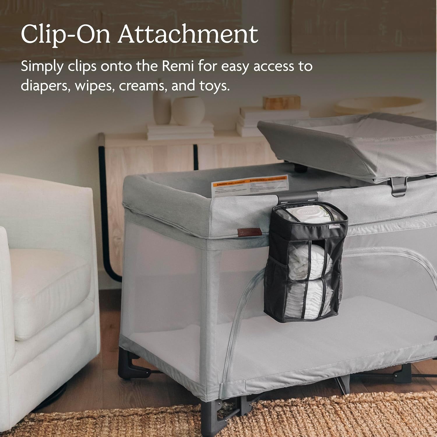 Remi Changing Station Organizer/Easy Clip-On Attachment/Neatly Stores Diapering Essentials